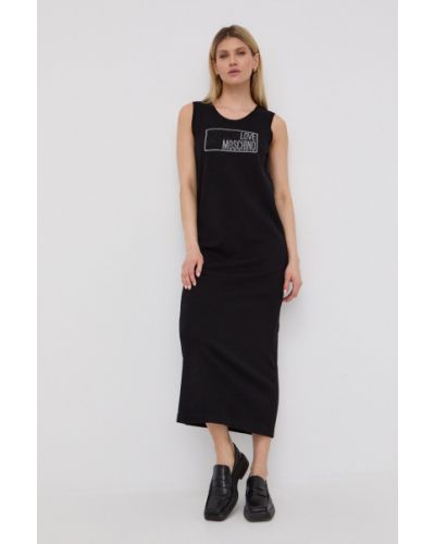 Bavlněné dlouhé šaty Love Moschino - černá