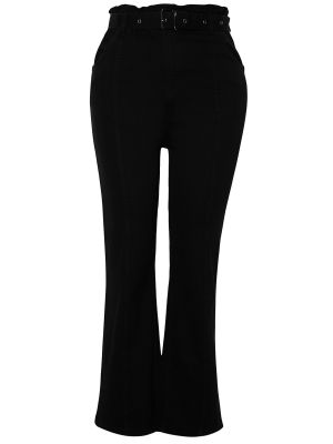 Priliehavé džínsy s rovným strihom s vysokým pásom Trendyol čierna