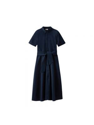 Sukienka midi bawełniana Woolrich niebieska