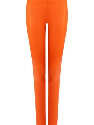 Оранжевые кожаные леггинсы Drome