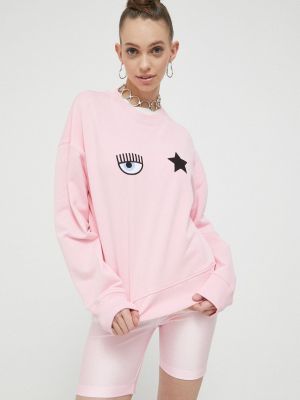 Chiara Ferragni pamut melegítőfelső Eye Star rózsa, női, nyomott mintás - Rózsaszín