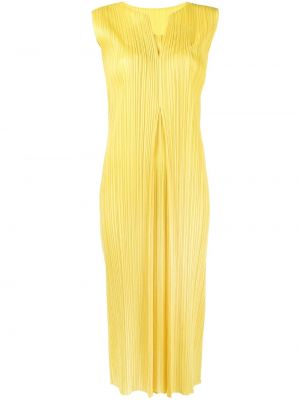 Abito midi pieghettato Pleats Please Issey Miyake giallo