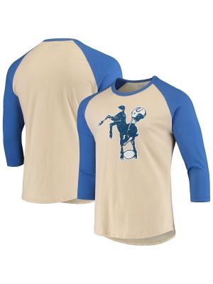 Мужская футболка Majestic Threads Cream/Royal Indianapolis Colts Gridiron Classics реглан с рукавами