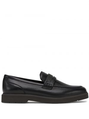 Pantofi loafer din piele de cristal Brunello Cucinelli negru