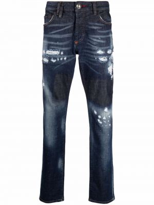 Straight jeans mit print Philipp Plein blau