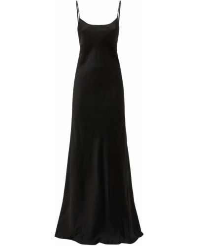 Satenska midi obleka z izrezom na hrbtu Victoria Beckham črna
