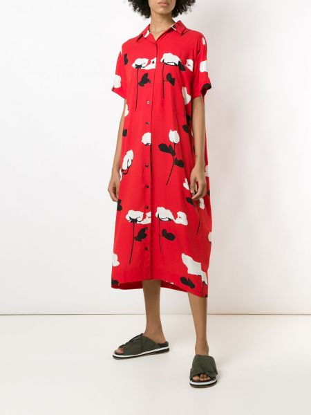 Vestido camisero de flores Osklen rojo