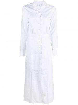 Πλισέ φόρεμα σε στυλ πουκάμισο Thom Browne λευκό