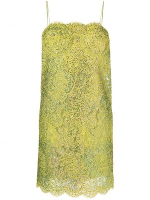 Коктейлна рокля с пайети на цветя Ermanno Scervino зелено