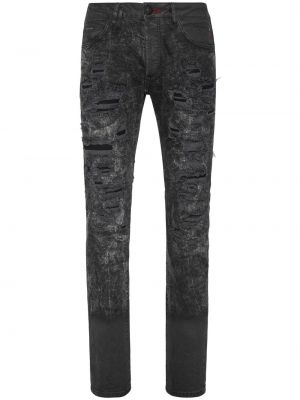 Straight fit džíny s oděrkami Philipp Plein černé