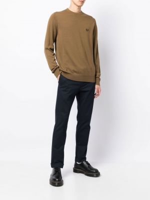 Pull brodé Fred Perry marron