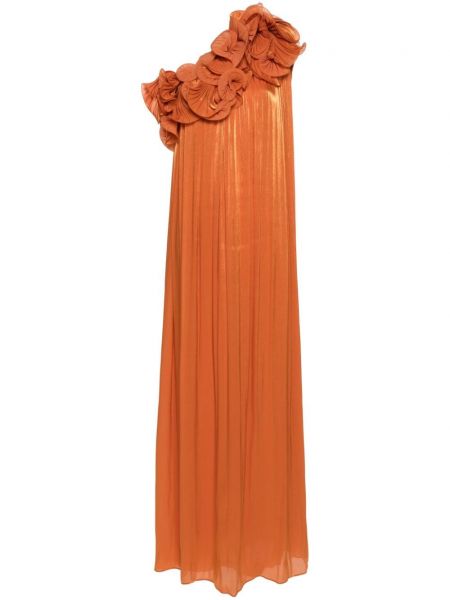 Коктейлна рокля с волани Costarellos оранжево