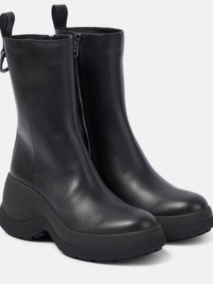 Ankle boots skórzane Moncler czarne