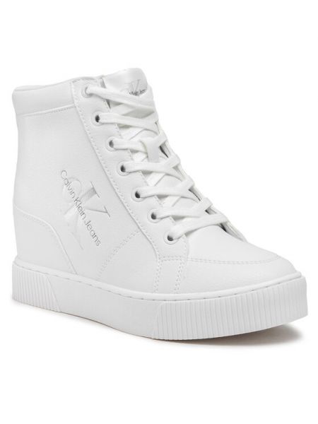 Białe sneakersy na koturnie Calvin Klein Jeans