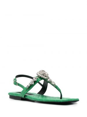 Sandały z kryształkami Philipp Plein zielone