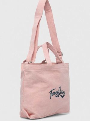 Pamučna torbica Tommy Jeans ružičasta