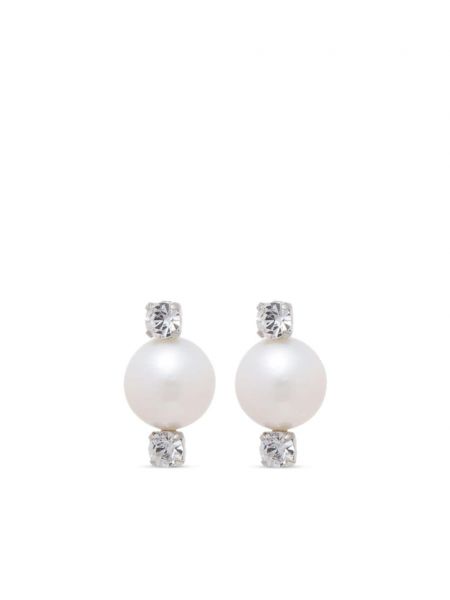 Auskarai su perlais su kristalais Simone Rocha sidabrinė