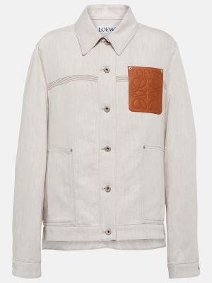Хлопковая льняная куртка Loewe белая