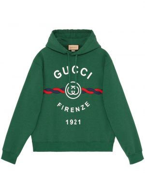 Памучен суичър с качулка Gucci зелено