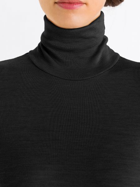 T-shirt manches longues en laine en soie Hanro noir