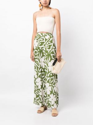 Květinové kalhoty s potiskem Faithfull The Brand zelené