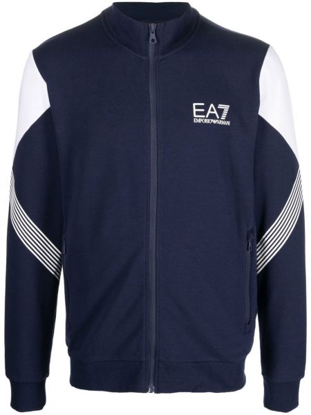 Trykt lang jakke Ea7 Emporio Armani blå