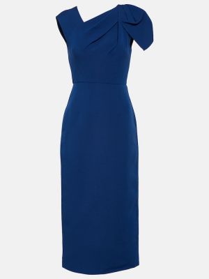 Jedwabna sukienka midi wełniana Roland Mouret niebieska
