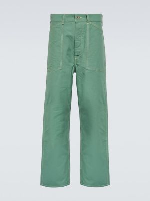 Bavlnené rovné nohavice Visvim zelená