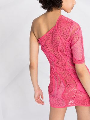 Krajkové mini šaty Stella Mccartney růžové