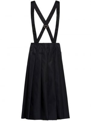 Nylonowa spódnica plisowana Prada czarna