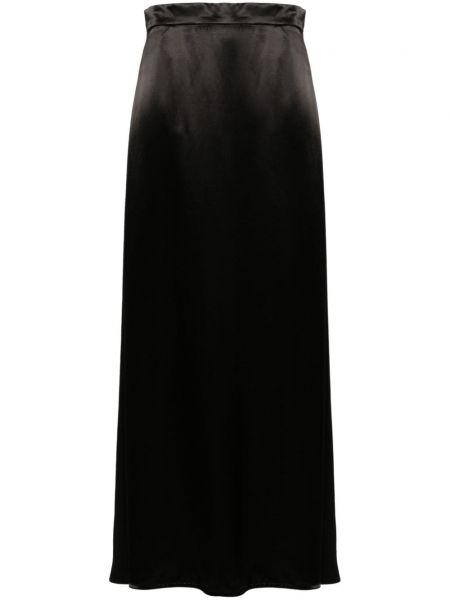 Saténové dlouhá sukně Jil Sander černé