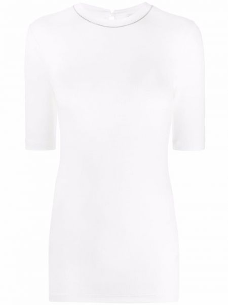 Camiseta ajustada de cuello redondo Brunello Cucinelli blanco
