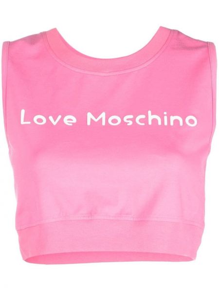 Топ с принт Love Moschino розово