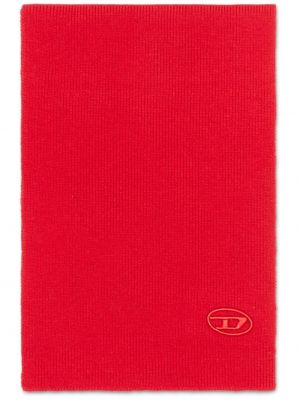 Dzianinowa haftowana szal Diesel czerwona