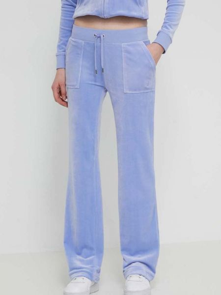 Welurowe spodnie sportowe Juicy Couture niebieskie