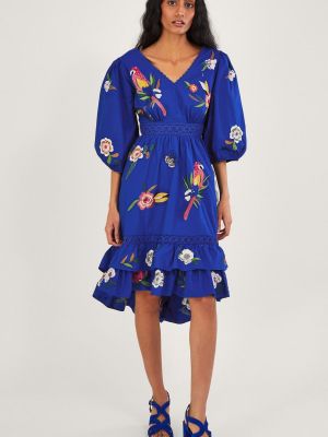 Хлопковое платье с вышивкой Monsoon синее