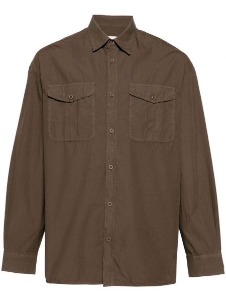 Medvilninė marškiniai Emporio Armani ruda