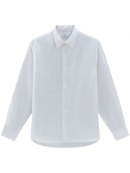 Λινό πουκάμισο Woolrich λευκό