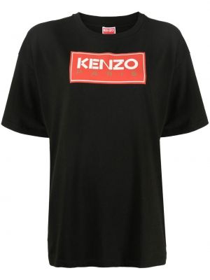 Памучна тениска с принт Kenzo черно