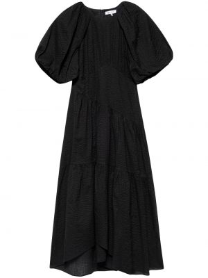 Pruhované bavlněné mini šaty s potiskem Frame - černá
