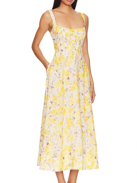 Vestido midi de flores Bardot amarillo