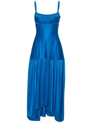 От вискоза сатенена миди рокля от джърси Paco Rabanne синьо