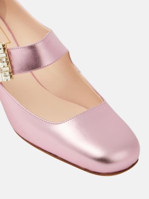 Кожени полуотворени обувки Roger Vivier розово