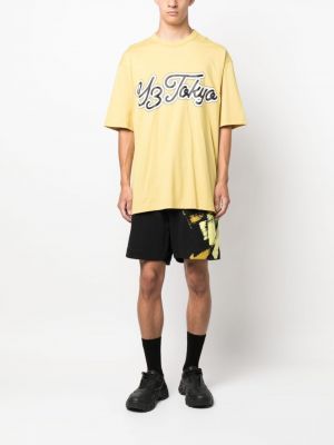 T-shirt en coton à imprimé Y-3 jaune