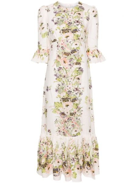 Maksi haljina s cvjetnim printom s printom Zimmermann bijela