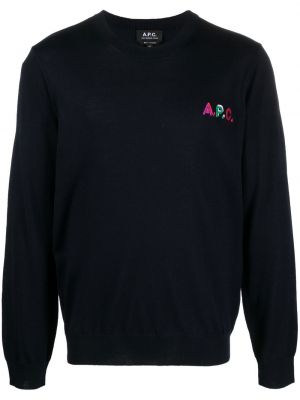 Ull brodert sweatshirt A.p.c. blå