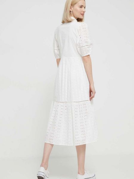 Pamučna midi haljina Desigual bijela