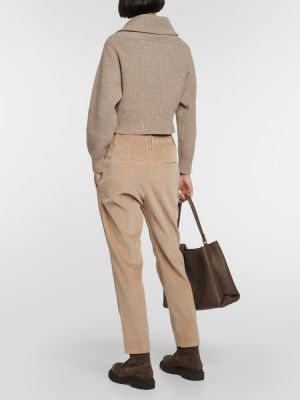 Manšestrové rovné kalhoty Brunello Cucinelli hnědé