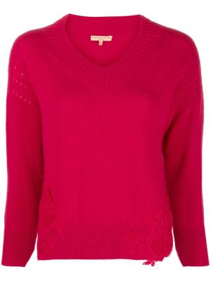 Пуловер бродиран с v-образно деколте Ermanno Scervino розово
