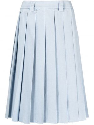 Plisovaná džínsová sukňa Miu Miu modrá